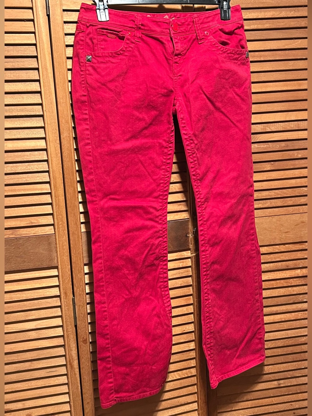 Sean John Red Slim Fit Flared Leg Studded Jeans